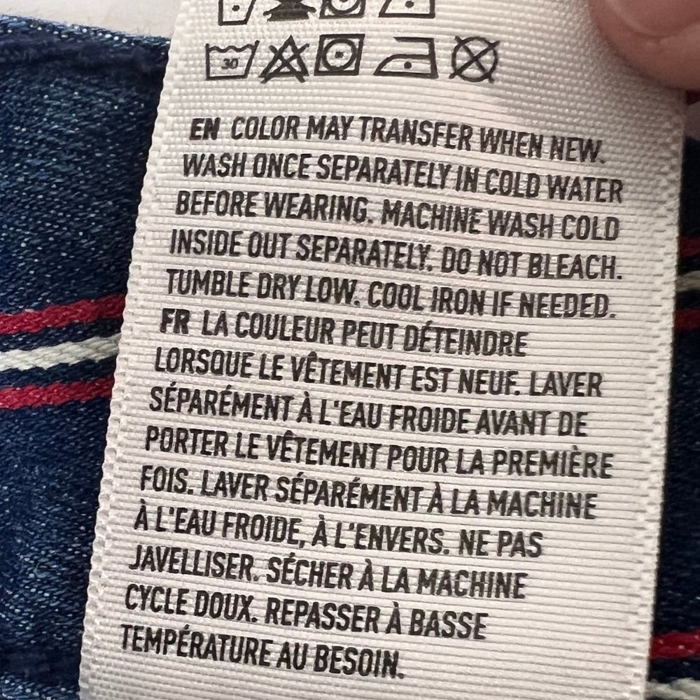 American Eagle Super Stretch Red White Blue Denim Striped Mini Skirt Siz… - Picture 11 of 11
